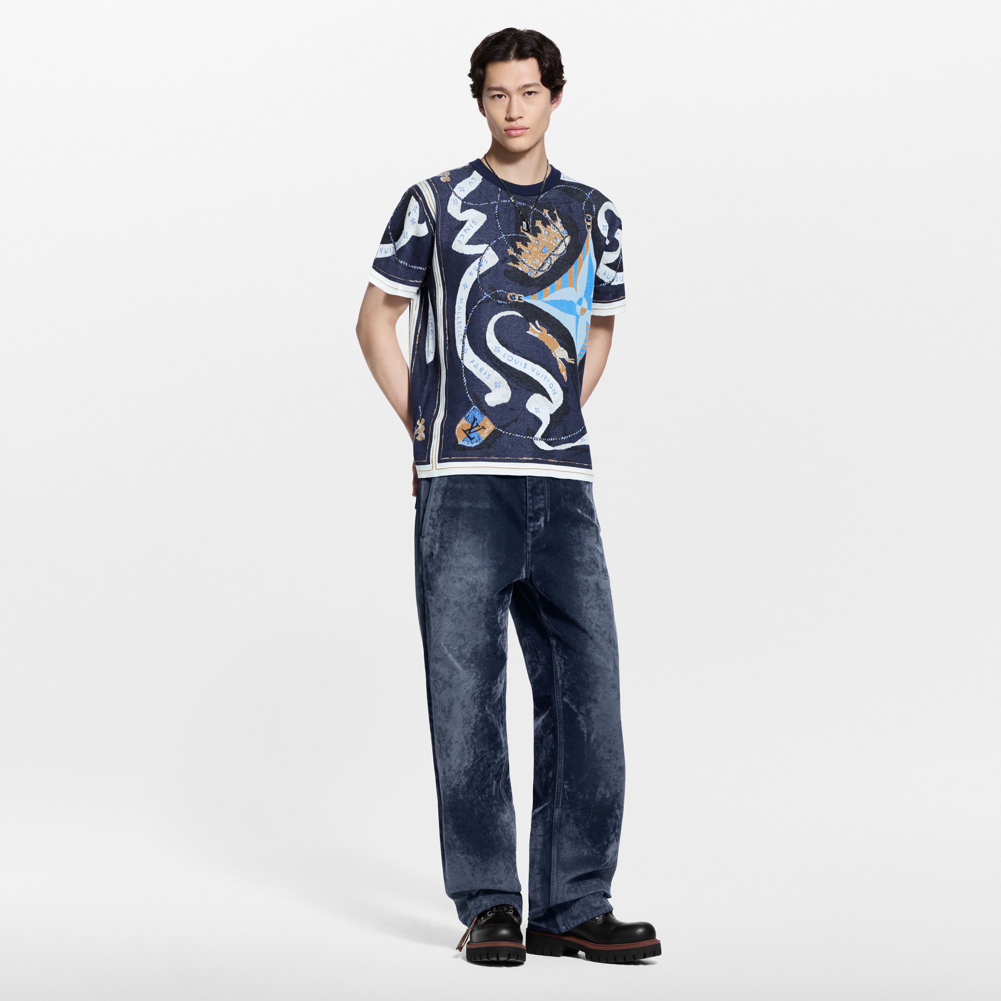 Short-Sleeved Jacquard Crewneck - Ready-to-Wear | LOUIS VUITTON